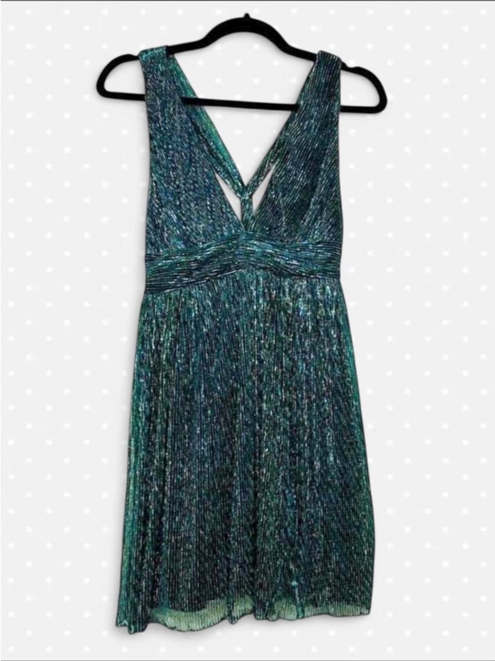 Crystal Doll Shimmer Dress in Teal Green